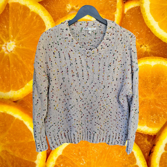 Seven 7 White with Colorful Dots Crew Neck‎ Sweater Size Medium - Picture 1 of 8
